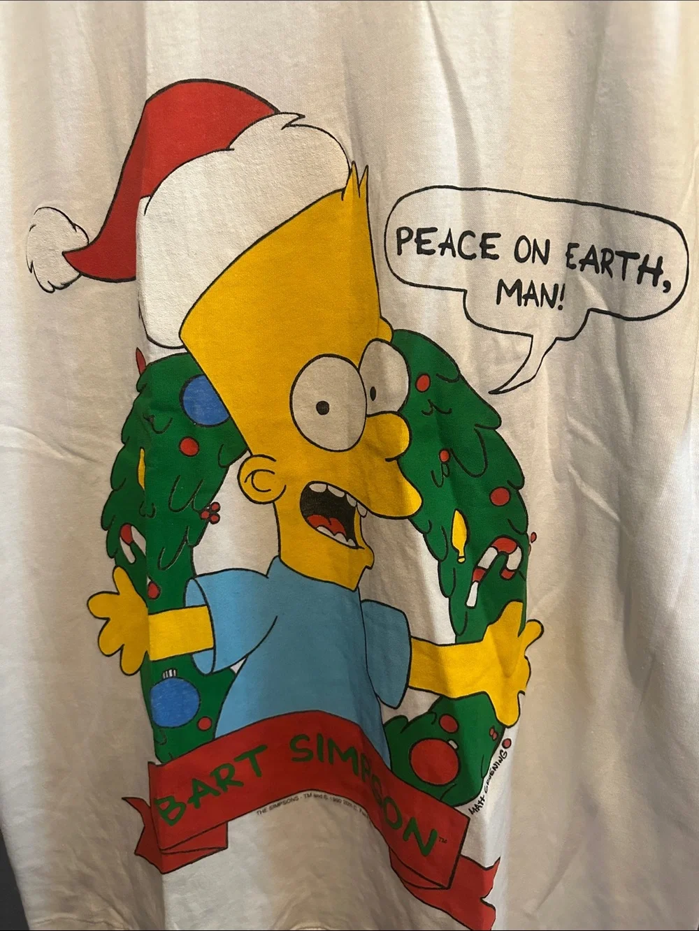 The Simpsons Holiday Bart Simpson White Graphic Tee